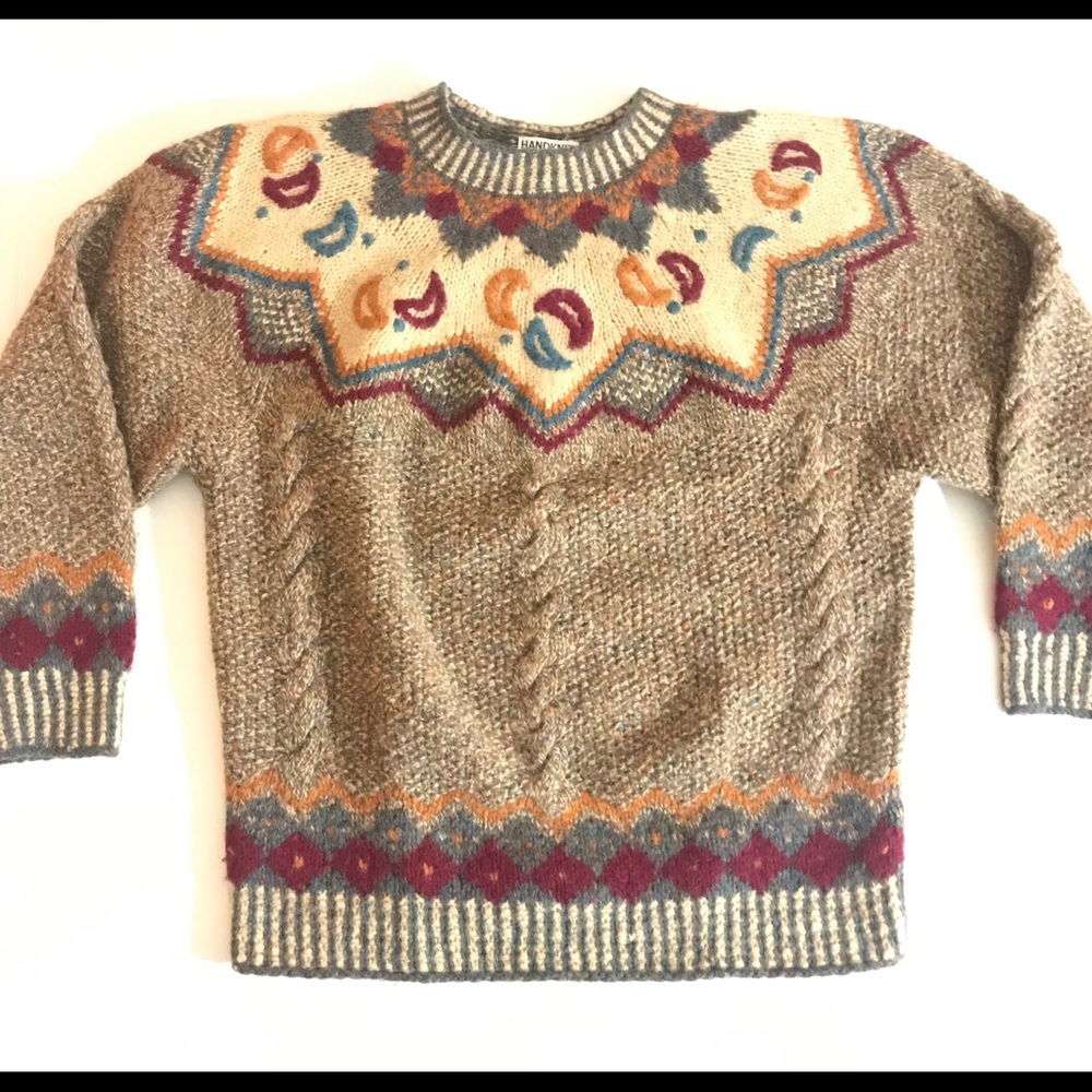 Handknitted Women’s 3/4 Sleeve Sweater 100% Wool